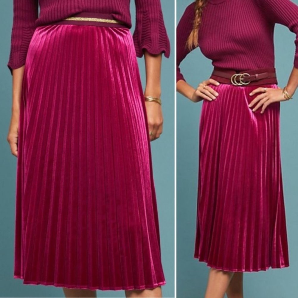 Maeve Velvet Pleated Skirt